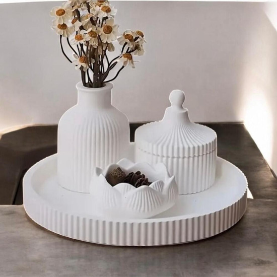 Minimalist Çizgili Dekoratif Obje Seti Silikon Kalıp – 4’lü Set – KS3333
