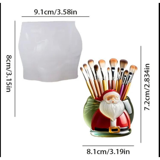 Noel Baba Figürlü Saksı / Fırçalık Silikon Kalıp - KS3352 Noel Baba Figürlü Saksı / Fırçalık Silikon Kalıp - KS3352