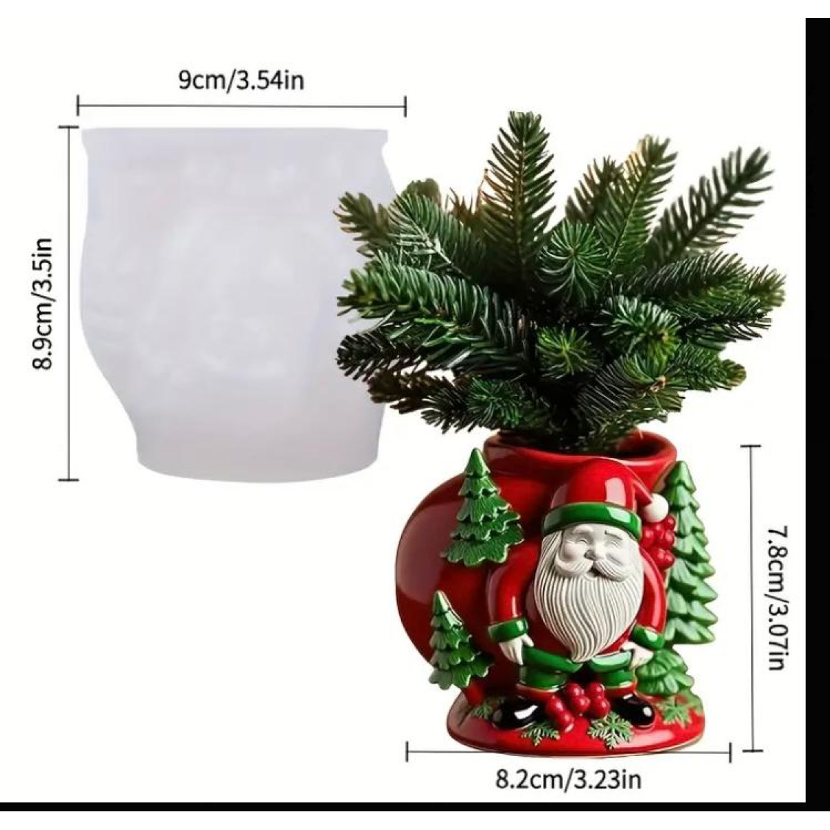 Noel Baba Figürlü Saksı Silikon Kalıp - KS3351 Noel Baba Figürlü Saksı Silikon Kalıp - KS3351