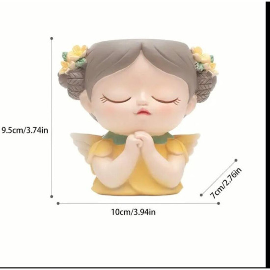 Melek Kızlar Saksı Ellerini Çenesinin Altında Kavuşturan Silikon Kalıp-KS3166