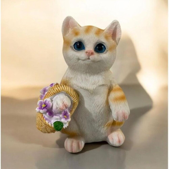 Mini Kedi Çiçek Sepetli Silikon Kalıp -KS3032