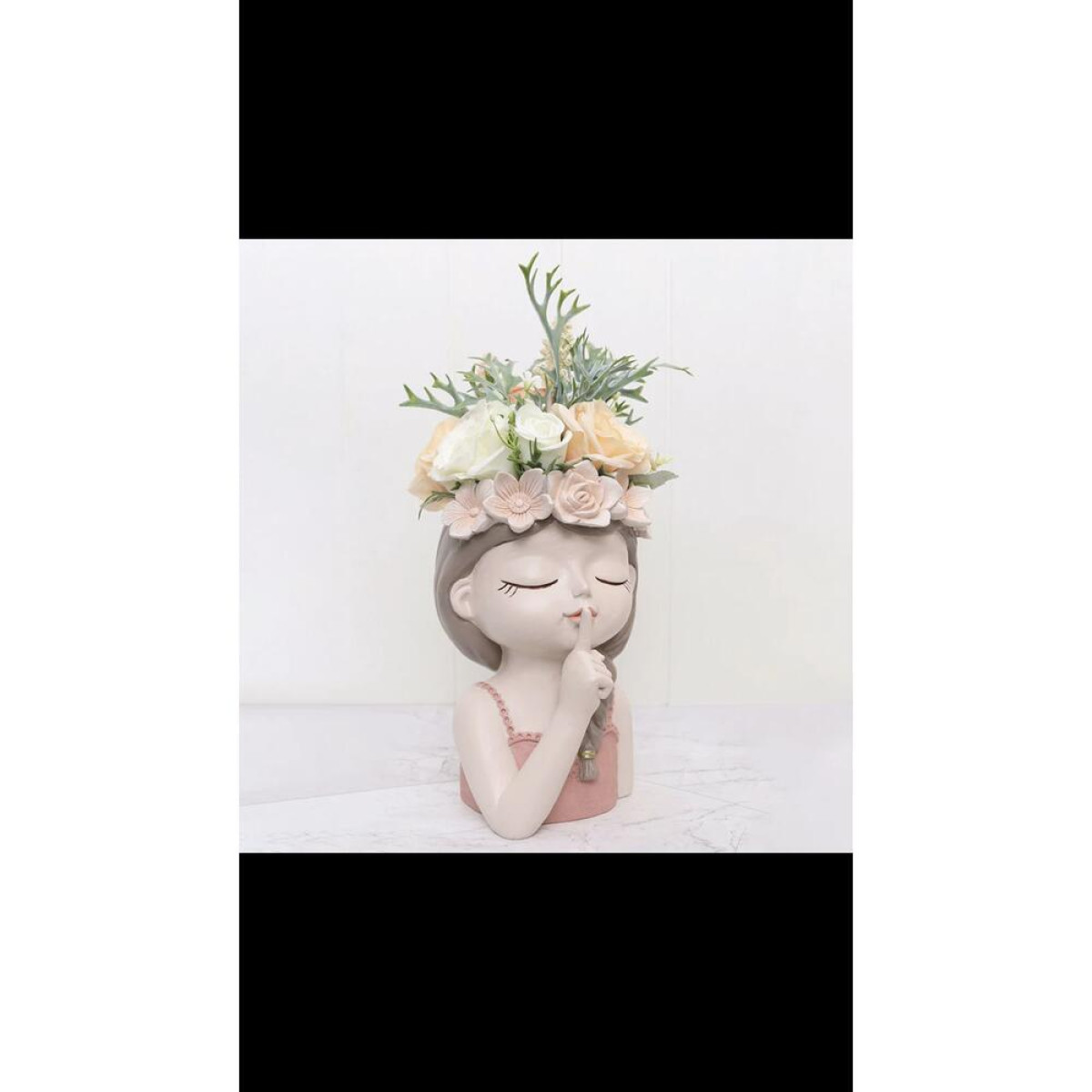 Örgülü Başı Çiçekli Kız Saksı Silikon Kalıp - HD1715