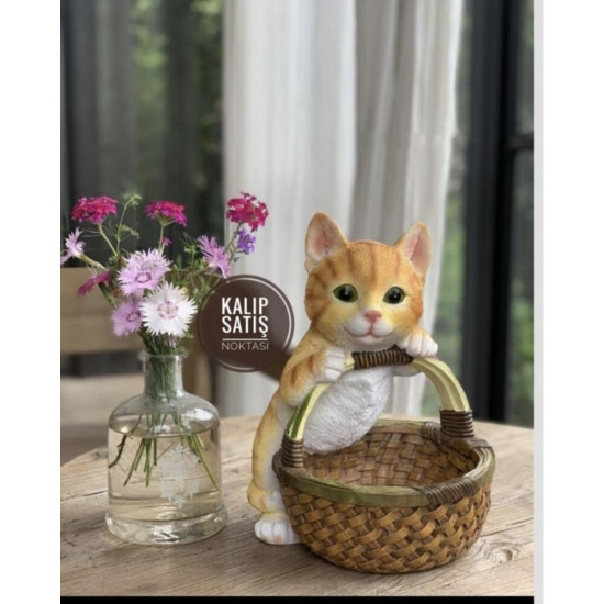Sepetli Kedi Silikon Kalıp 31Cm - - HD1795