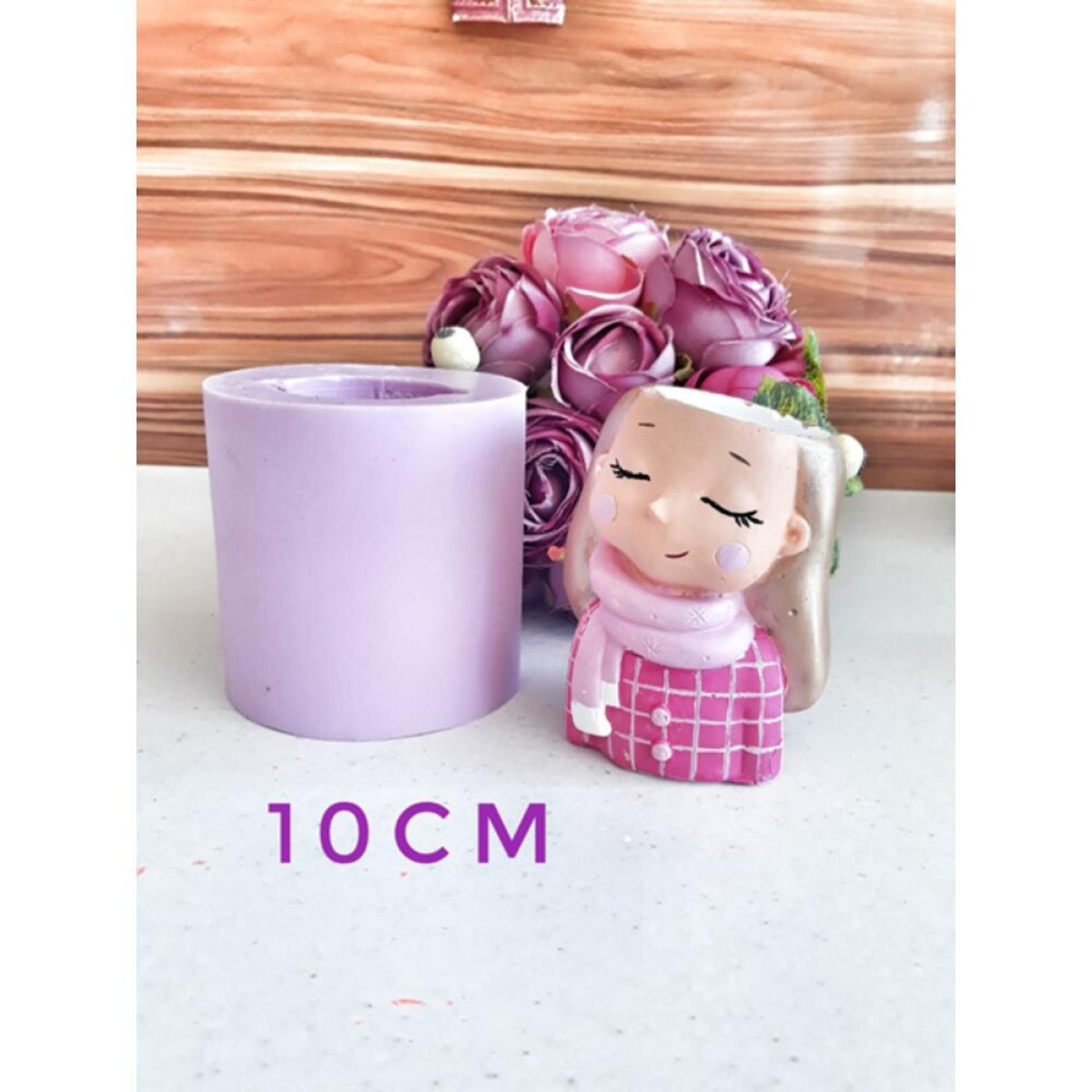 Sukulent Saksı Atkılı Kız Silikon Kalıp - HD0983