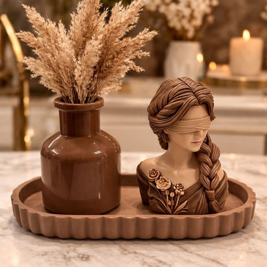 KS3651 Göza Kapalı Kız Pampas Vazo 3lü Set Silikon Kalıbı