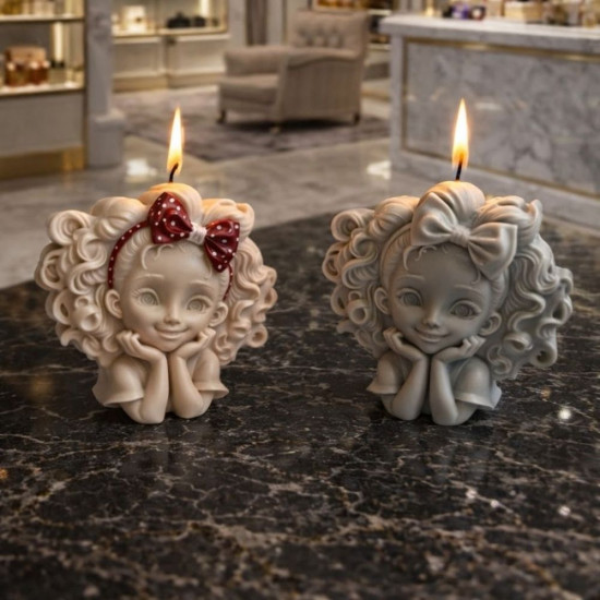 KS3667 Fiyonklu Kız Mum Silikon Kalıbı