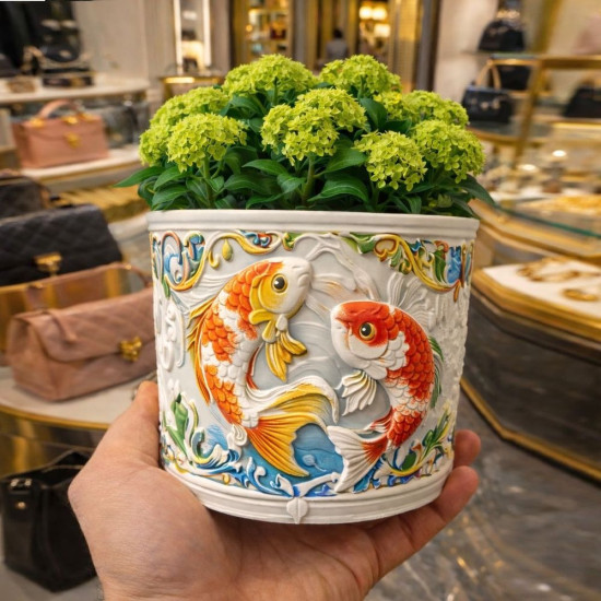 KS3709 Ters Balık Kabartmalı Saksı Silikon Kalıbı KS3709 Ters Balık Kabartmalı Saksı Silikon Kalıbı