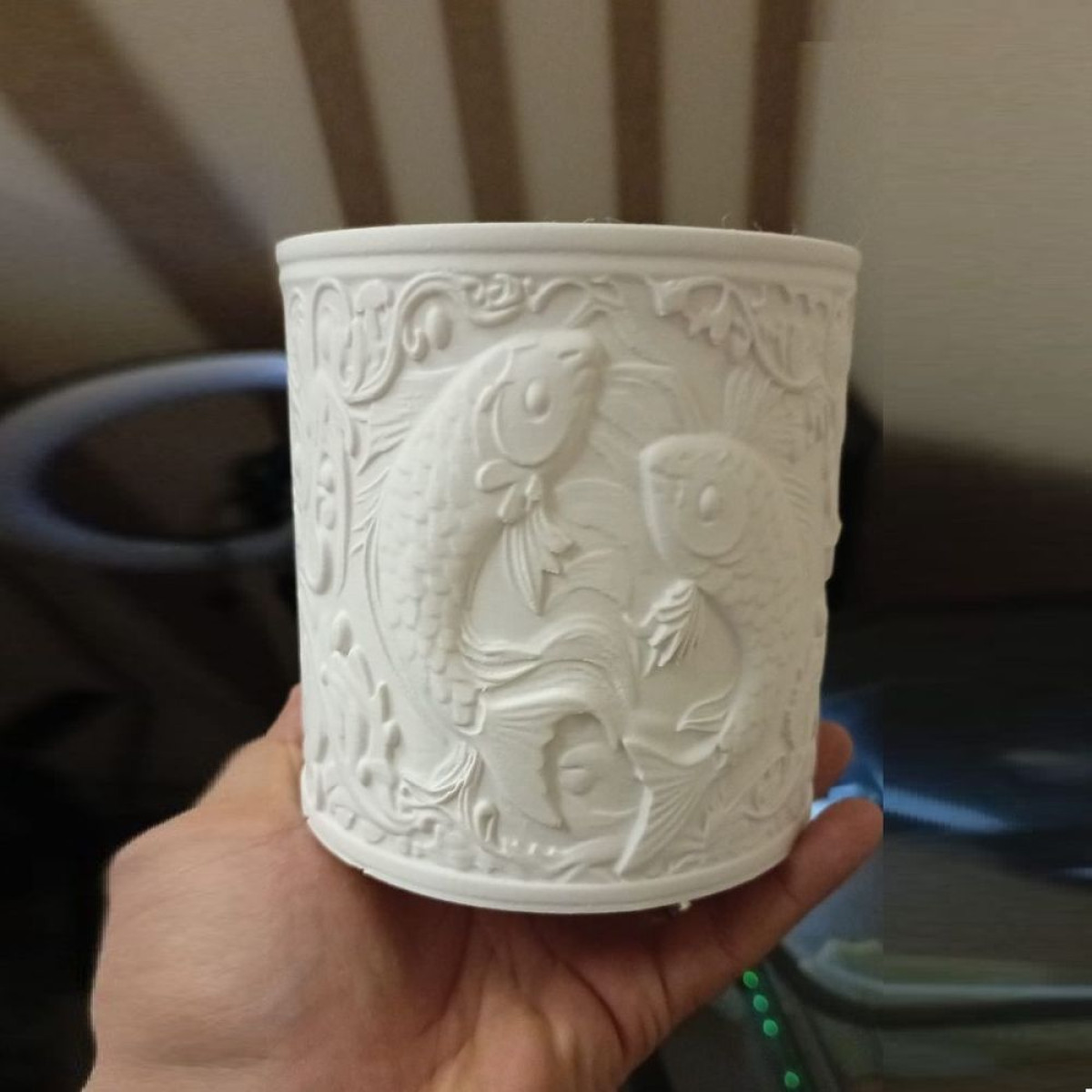 KS3709 Ters Balık Kabartmalı Saksı Silikon Kalıbı