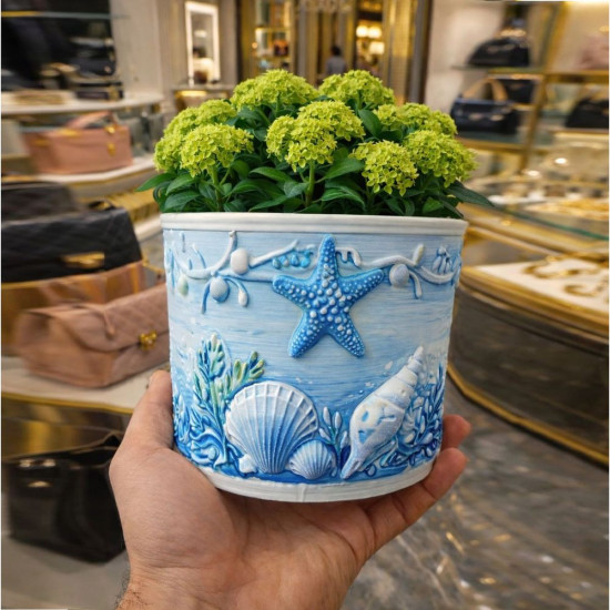 KS3710 Deniz Temalı Kabartmalı Saksı Silikon Kalıbı