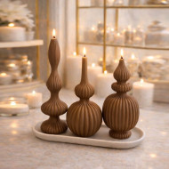 KS3722 Zarif Çizgili Mum 3lü Set Silikon Kalıbı
