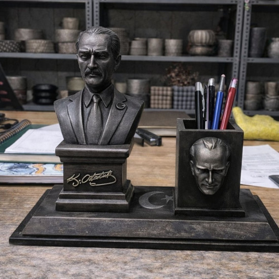 Atatürk Büstlü Kalemlik Silikon Kalıp KS3503
