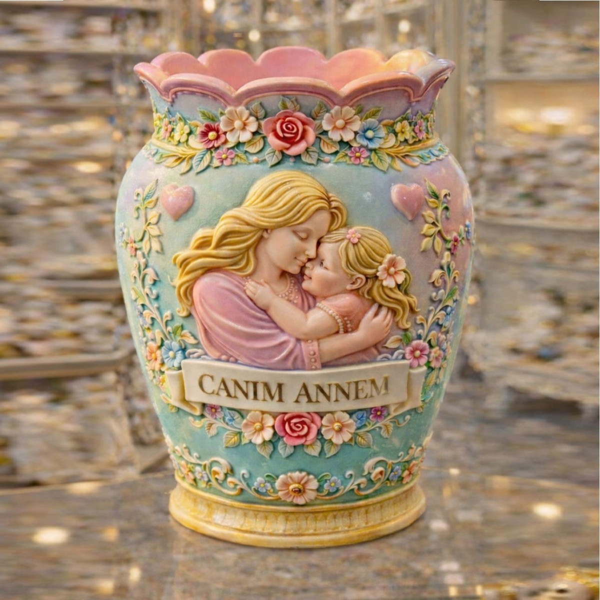 Canım Annem Vazo Silikon Kalıbı 15x13cm Canım Annem Vazo Silikon Kalıbı 15x13cm