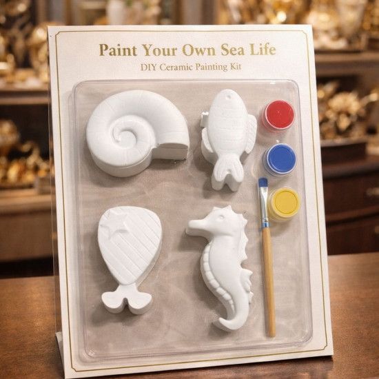 Deniz Canlıları 4Lü Boyama Seti Deniz Kabuğu, Balık, Deniz Atı Silikon Kalıp KS3543