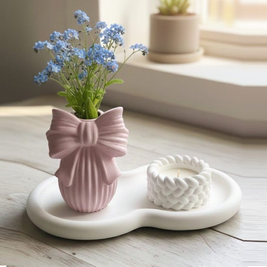 Fiyonklu Vazo Örgülü Mumluk Set Silikon Kalıp KS3375