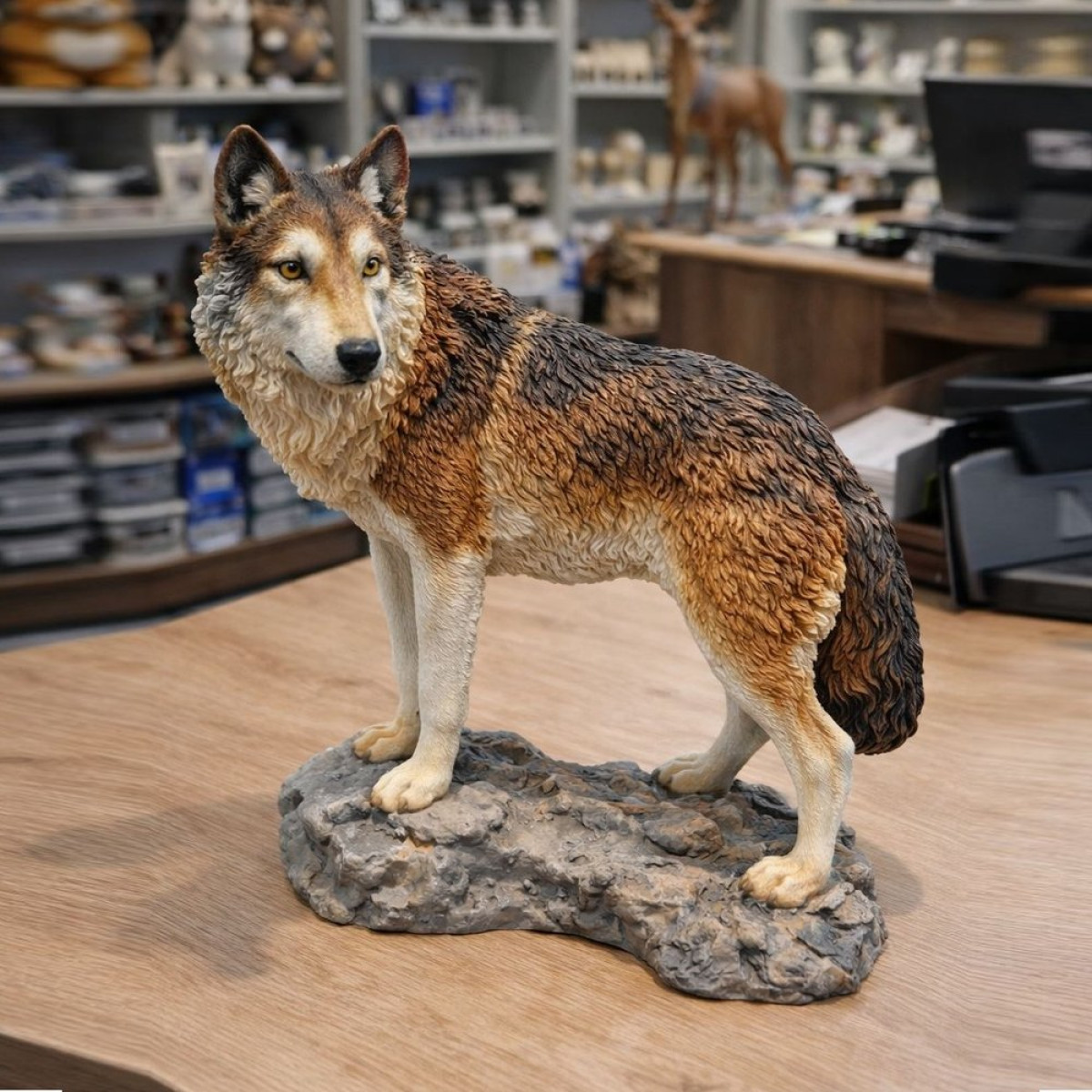 Kaya Üzerinde Kurt (Kasalı Model) Silikon Kalıp KS3441