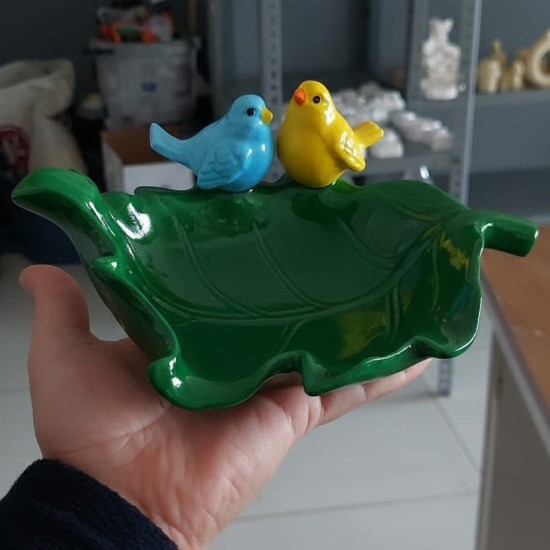 Yaprak Sunumluk 2 Kuşlu Silikon Kalıp KS3418