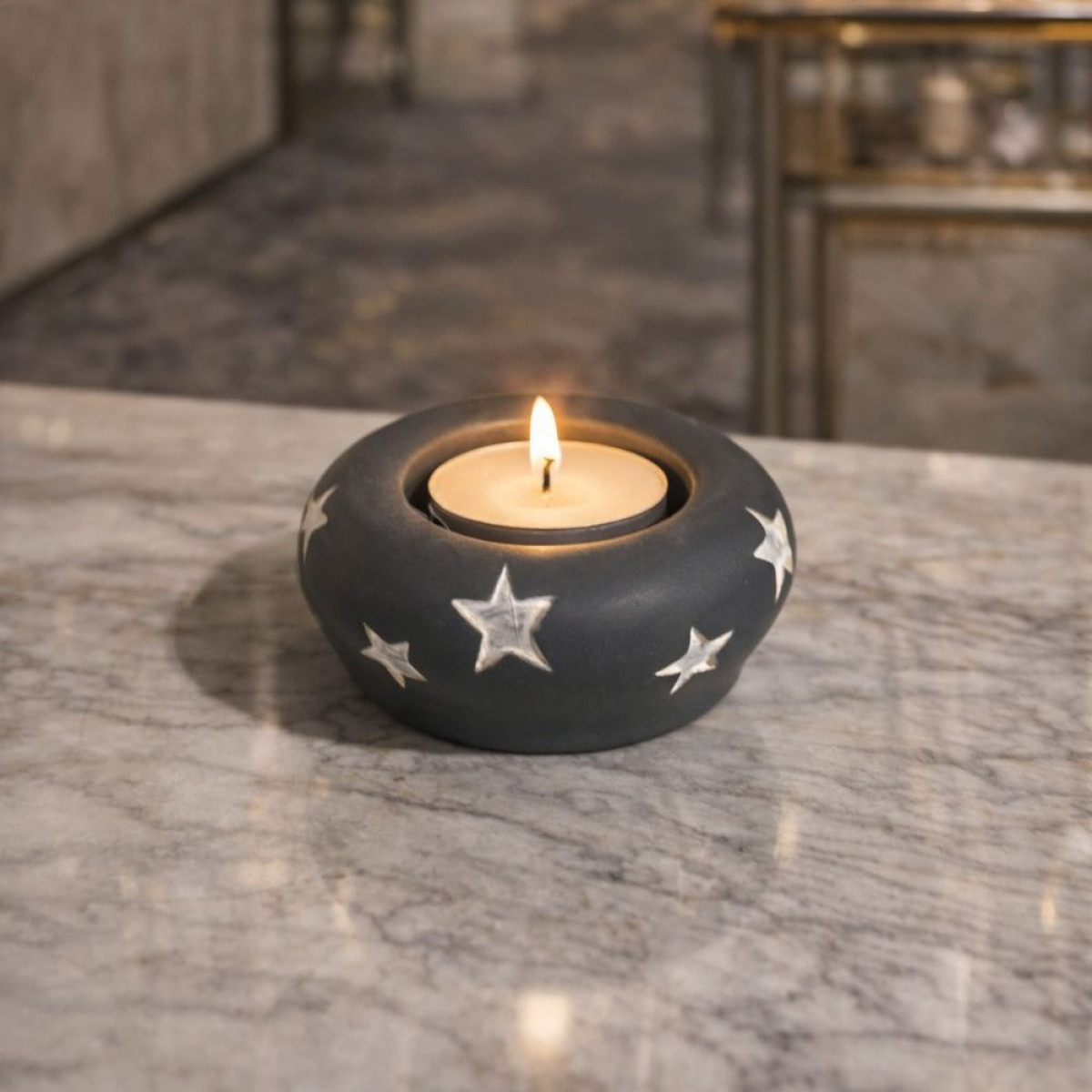 Yıldız İşlemeli Tea Light Mumluk Silikon Kalıp KS3405 Yıldız İşlemeli Tea Light Mumluk Silikon Kalıp KS3405