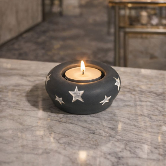 Yıldız İşlemeli Tea Light Mumluk Silikon Kalıp KS3405