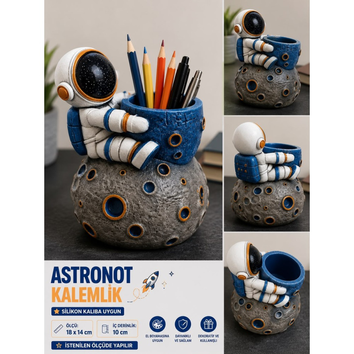 Astronot Kalemlik Silikon Kalıbı Astronot Kalemlik Silikon Kalıbı