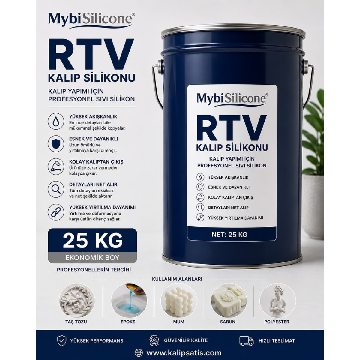 MybiSilicone RTV 2 Kalıp Silikonu 25KG