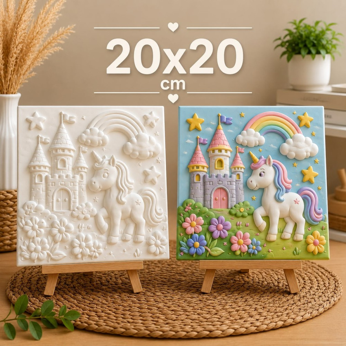 Unicorn Temalı Boyama Tuvali Silikon Kalıp Unicorn Temalı Boyama Tuvali Silikon Kalıp