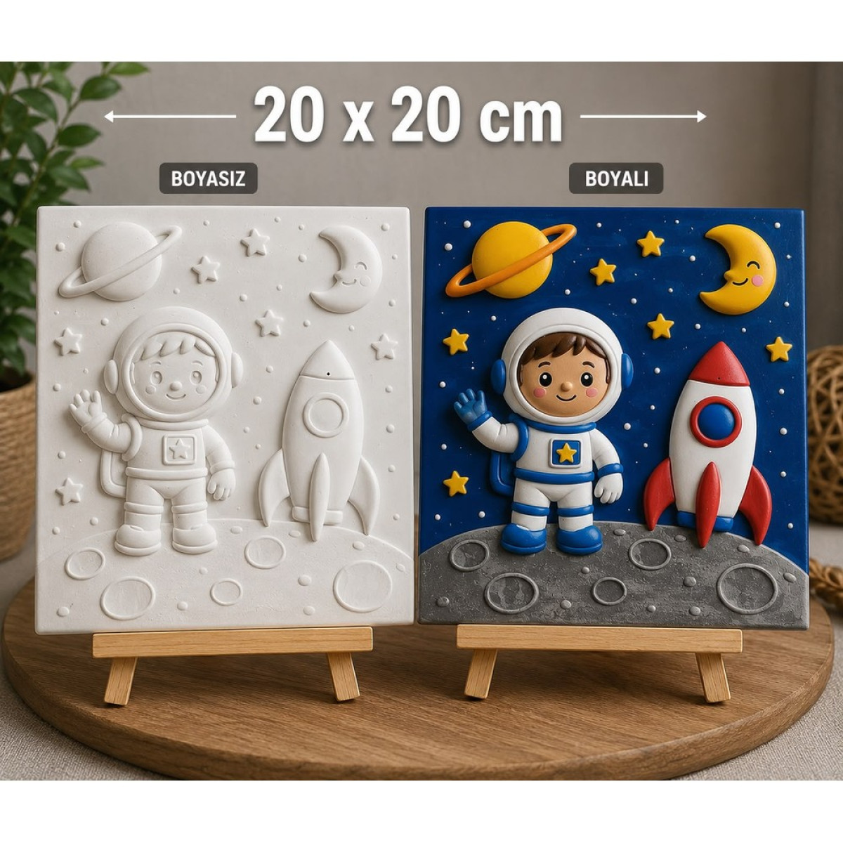 Uzay Temalı Boyama Tuvali Astronot Silikon Kalıbı