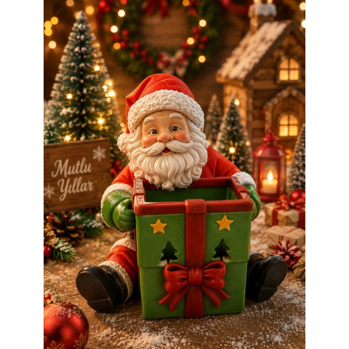 NOEL BABA HEDİYE KUTUSU KALEMLİK SİLİKON KALIBI NOEL BABA HEDİYE KUTUSU KALEMLİK SİLİKON KALIBI